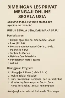 LES MENGAJI PRIVAT ONLINE, FLESIKSIBEL, MUDAH, TERJANGKAU