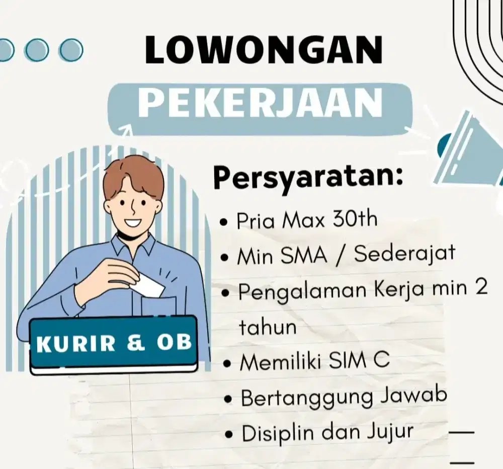 LOWONGAN PEKERJAAN KURIR MERANGKAP OB