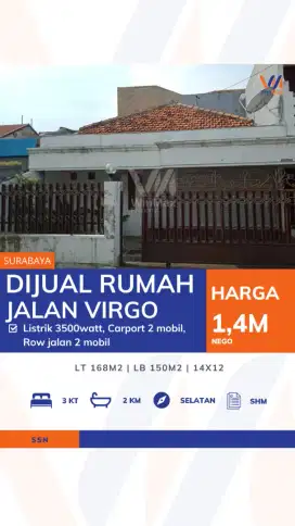 Dijual Rumah Siap Huni di Jalan Virgo Surabaya, Hadap Selatan!