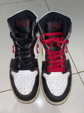 Nike Air Jordan 1 High Defiant White Black Gym Red Size 44