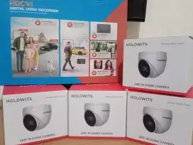 Paket cctv holowits 8 ch 4 camera 2mp