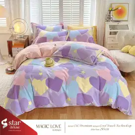 Seprai katun dingin motif heart ungu