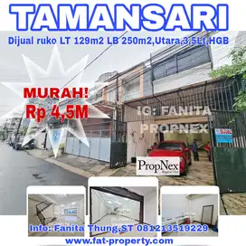 MURAH Dijual ruko bgs di Tamansari X,Mangga Besar,Jakarta Kota Lt 129m