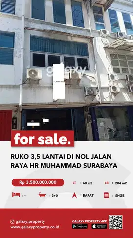 Ruko 3,5 Lantai Di Nol jalan HR Muhammad Surabaya Barat