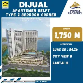 DIJUAL APARTEMEN DELFT TYPE 2 BEDROOM CORNER LANTAI 18 CITY VIEW B