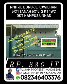 Harga Turun Banyak  Rumah Jl Bung jl Kowilhan  LB 5x11 LT 5x15, 2 KT 1