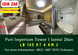 Apartemen Puri Imperium Tower 1 lantai 20an 3+1BR