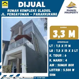 DIJUAL RUMAH 3 LANTAI PERUMAHAN GLADIOL JALAN PENGAYOMAN, PANAKKUKANG