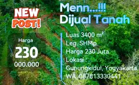 DIJUAL TANAH MURAH LUAS 3400M² , HARGA 230 JUTA