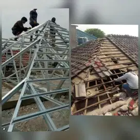 Bongkar atap lama dan pemasangan baja ringan