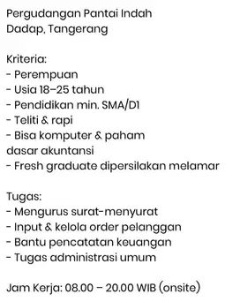 Admin Kantor Pergudangan