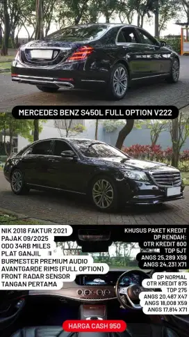 Mercedes Benz S450L
Full Option V222 2018 / 2021 black on black