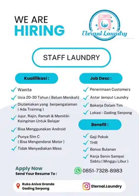Loker Staff Karyawan Laundry Gading Serpong