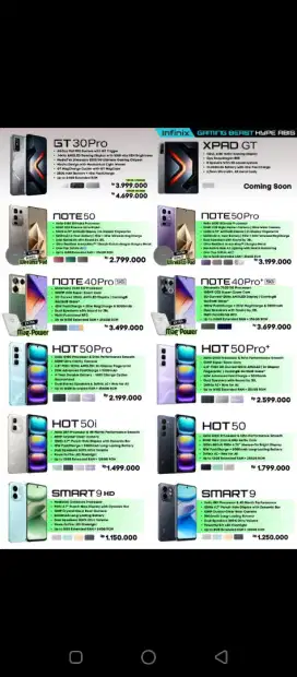 Promo Hp infinix GT 30 dan handphone lainya