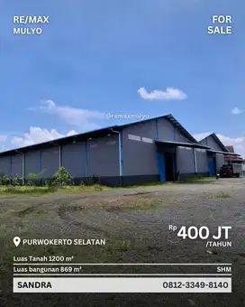Disewa Gudang SHM Seluas 1200 Dekat Pusat Kota