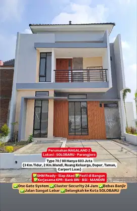 Jual Rumah Tingkat 603 Juta Type 70/80 di SOLOBARU