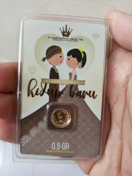 Emas Logam Mulia Hartadinata 0,5 gram. Selamat Menempuh Hidup Baru.