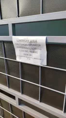 LOKER PENJAHIT BEKASI/LOWONGAN KERJA OPERATOR JAHIT