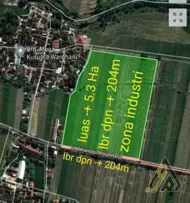 Dijual lahan industri Klaten sangat Strategis 5 Ha saja Bu!