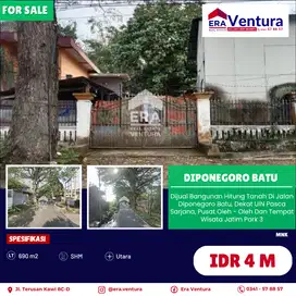 Dijual Bangunan Hitung Tanah Di Jalan Diponegoro Batu