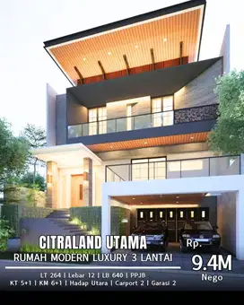Dijual Rumah Minimalis Modern Luxury 3 Lantai Citraland Utama Ada Lift