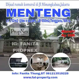 Dijual rumah komersil pinggir jalan di Jl Minangkabauu,Menteng,Jakarta