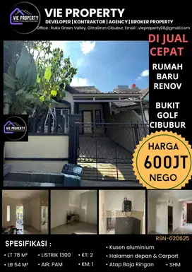 Rumah murah 1 lantai di Bukit Golf Cibubur