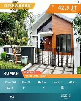 Disewakan Murah Rumah Siap Huni di Greenland Tidar Sukun Malang