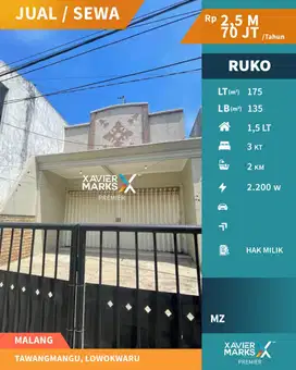 Ruko di Tawangmangu Lowokwaru Malang Lokasi Tepi Jalan Raya