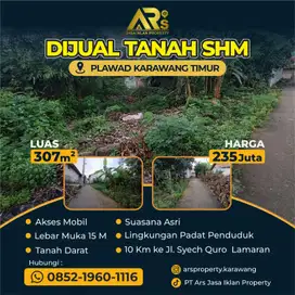 Tanah Luas 307 m Dijual Murah di Plawad Karawang Timur