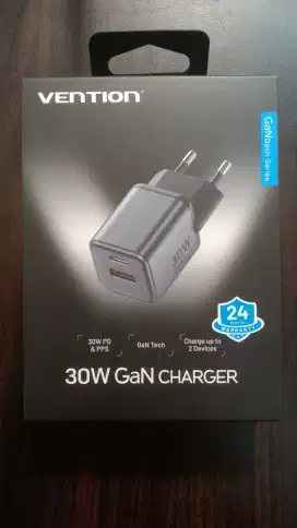 Pengisi Daya USB-C GAN 2 Port Vention (30W)
