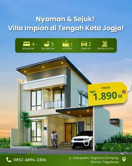Rumah Murah Dekat Kampus UTY Kolam Renang Pribadi Dalam Ringroad