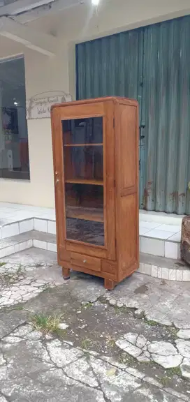 LEMARI DISPLAY ARTDECO JATI LAWAS RESTORASI - LELAKU KAYU