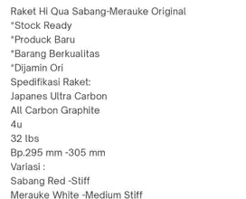 Raket hiqua merauke dan fly power cendrawasih 1 paket