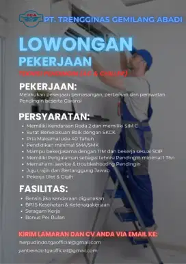Dibutuhkan Teknisi Pendingin - AC dan kulkas