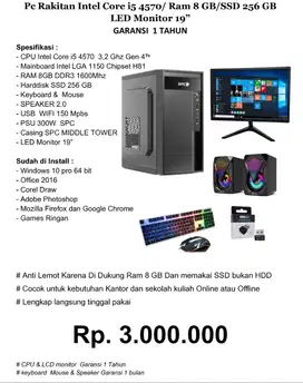 Paket Komputer & LCD 19 Baru Lengkap Fullset Intel Core i5