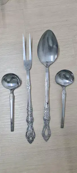 Garpu sendok jumbo stainless + 2 sendok sayur stainless tebal