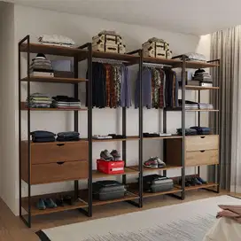 Lemari / Rak pakaian industrial modern minimalis