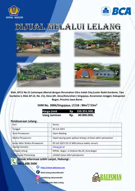 DIJUAL RUMAH MELALUI LELANG WILAYAH BOGOR