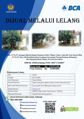 DIJUAL RUMAH MELALUI LELANG WILAYAH BOGOR