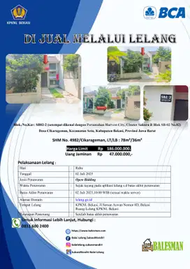 DIJUAL RUMAH MELALUI LELANG WILAYAH BEKASI