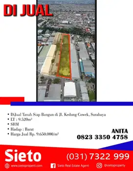 DiJual Tanah Siap Bangun di Jl. Kedung Cowek, Surabaya