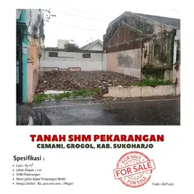 Tanah dijual dekat pusat kota solo shm 83 m²