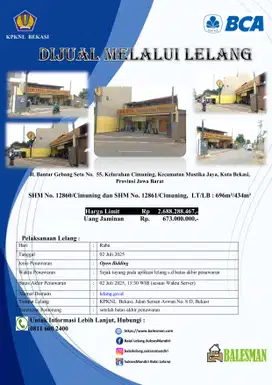 DIJUAL MELALUI LELANG WILAYAH BEKASI