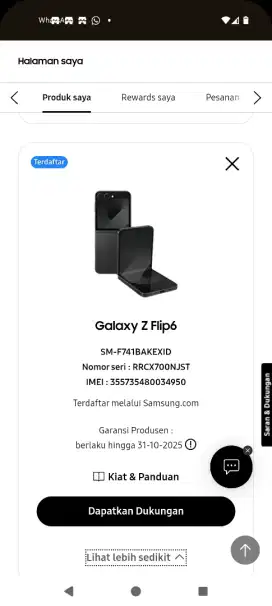 Samsung Z Flip 6 Sein 5G 12/512Gb Mulus Bisa Tuker Tambah