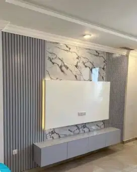 Backdrop tv , Partisi , Kitchen set , Lemari pakaian