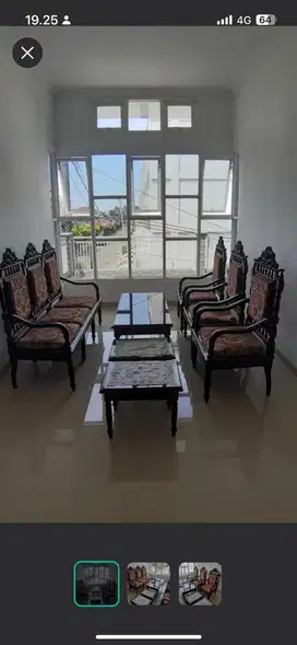 Set meja kursi ruang tamu kayu jati