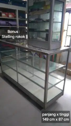 Stelling kaca untuk warung sembako