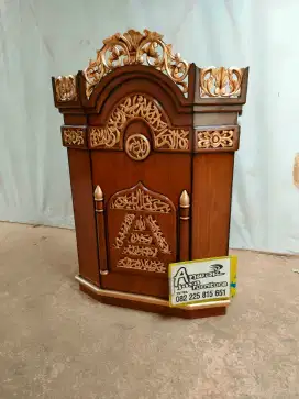 Mimbar masjid podium ukir full kayu jati