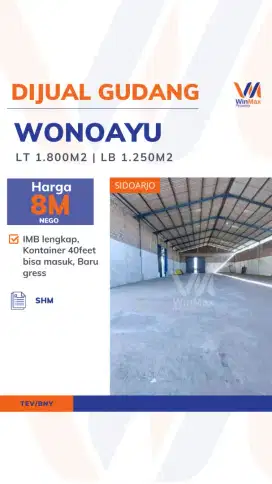 DIJUAL Gudang Wonoayu Sidoarjo – Kontainer 40ft Masuk, Siap Pakai